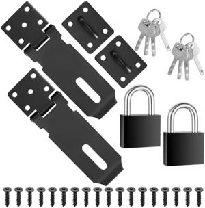 2 kpl Padlock Hasp Latch -lukkoja, ruostumattomasta teräksestä valmistetut portti- ja ovilukot, turvallinen pakkauslukko, Hasp-lukko, Hasp-lukon kiinnitys, turvallinen lukko avaimilla kaappeihin, vaatekaappeihin ja oviin (musta)  |  Lukot ja kiinnikkeet Lukot ja kiinnikkeet Lukot ja kiinnikkeet