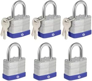 Lukot 6-kappaleen avainyhtenäiset padlockit, joissa 1,2 tuuman sanka, 1-9/16 tuuman leveä runko, kovetettu teräskotelo, messinkisylinteri – Hasp-lukkoon, varastoihin, aitoihin, säilytyslokeroihin.  |  Lukot ja kiinnikkeet Lukot ja kiinnikkeet Lukot ja kiinnikkeet