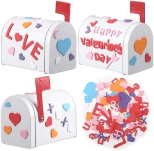 Tandefio 3 kpl Valentine-päivän mini tinaposti laatikko, pieni postilaatikko EVA-tarroilla, valkoinen postilaatikko luokkahuoneen leikkimökkiin, DIY-käsityö Valentine-vaihtoon ja koristelutoimintoihin.  |  Postilaatikot ja tarvikkeet Postilaatikot ja tarvikkeet Postilaatikot ja tarvikkeet